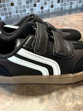 Target Kids Black Sneakers with White Stripe - Velcro Closure